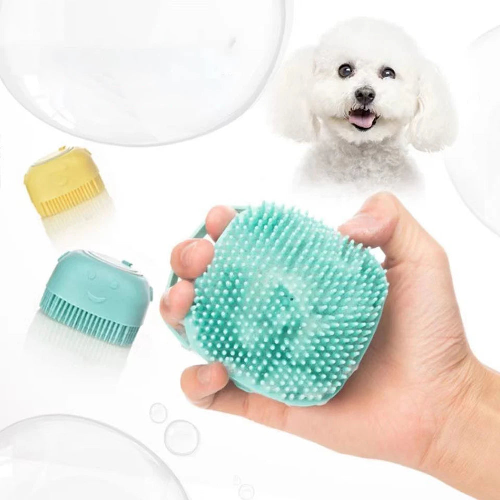 Banheiro filhote de cachorro cão gato banho massagem luvas escova macio segurança silicone